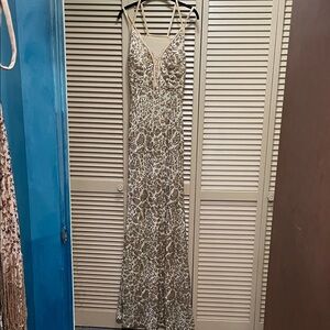 Elegant Beige Lace Evening Gown